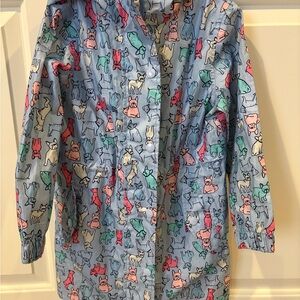 Joules Blue Kids Raincoat with Multi-Color Dog Print